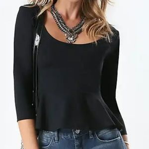 Bebe 3/4 sleeve Peplum Top
